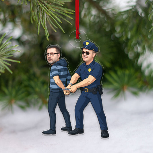 Custom Photo The Hero and The Villain Ornament, Personalized Law Enforcement Christmas Ornament, Police Officer Holiday Gift