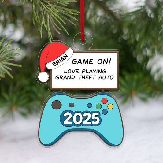 Personalized Playing Game Ornament, Custom Gamer Christmas Ornament, Funny Video Game Ornament, Gaming Couple Gift, Holiday Decor Keepsake