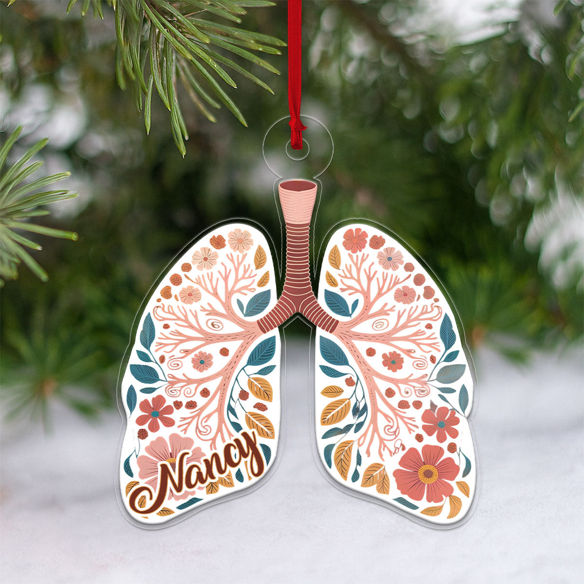 Personalized Respiratory Therapy Lungs Christmas Ornament, Custom Medical Ornament, Respiratory Therapist Gift, Anatomy Holiday Decoration