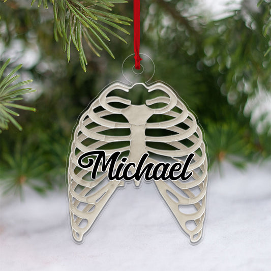 Personalized Ribcage Ornament, Custom Anatomy Christmas Ornament, Medical Student Gift, Doctor Nurse Holiday Decoration, Unique Keepsake