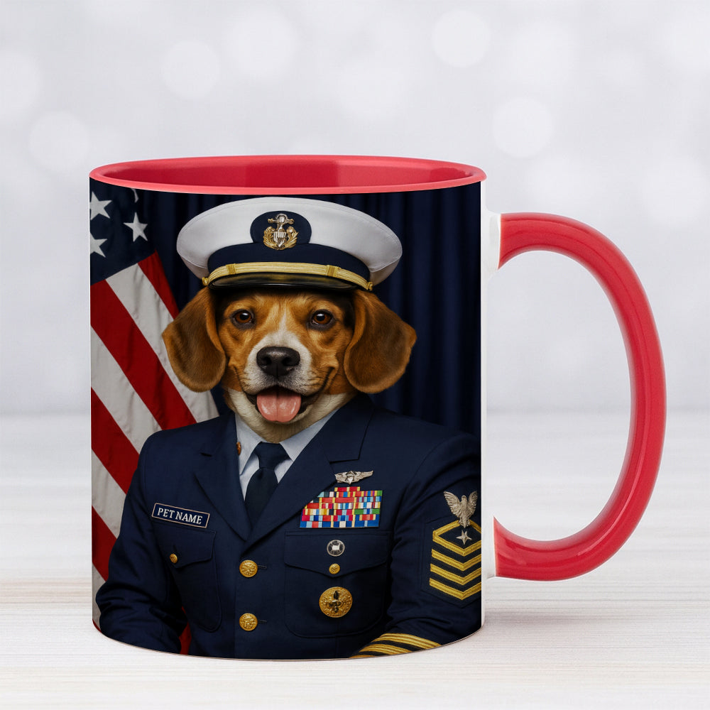 Custom Dog Photo Us Navy Mug _ Gift For Dog Lovers