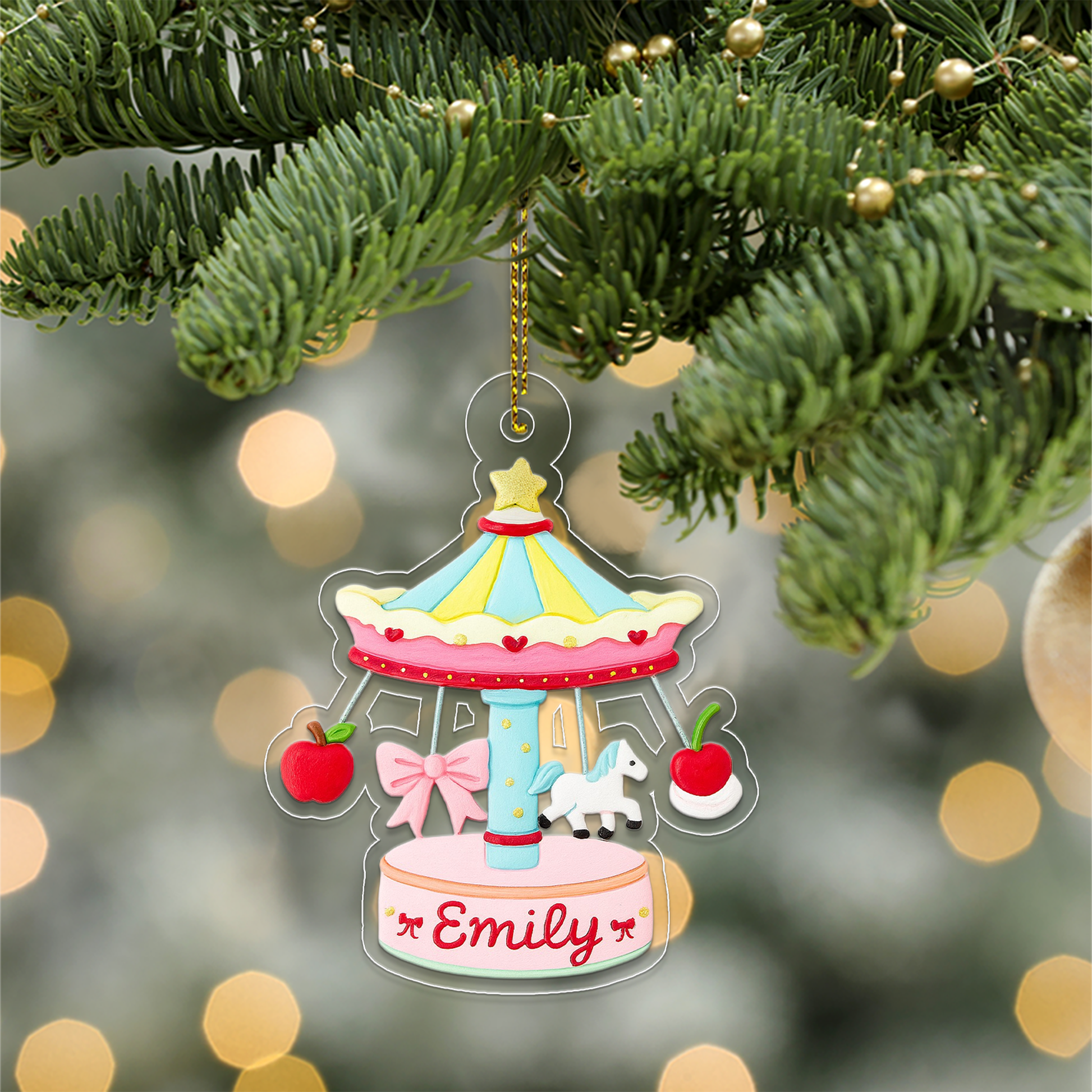 Personalized Baby Carousel Ornament, Christmas Decor, Baby's First Christmas Ornament, First Christmas Gift, Carousel Ornament