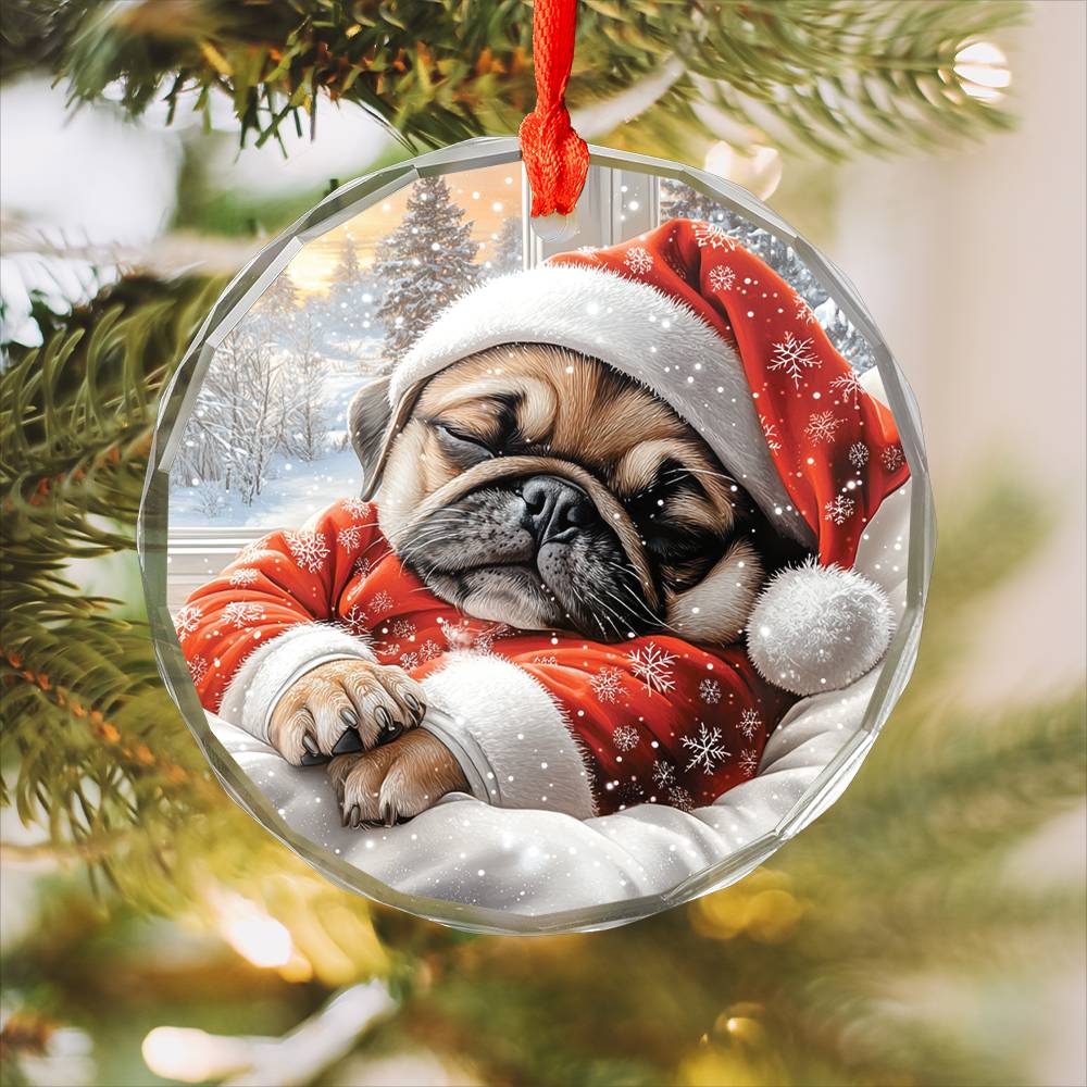 Pug Dog Sleeping In Bed Design 1
