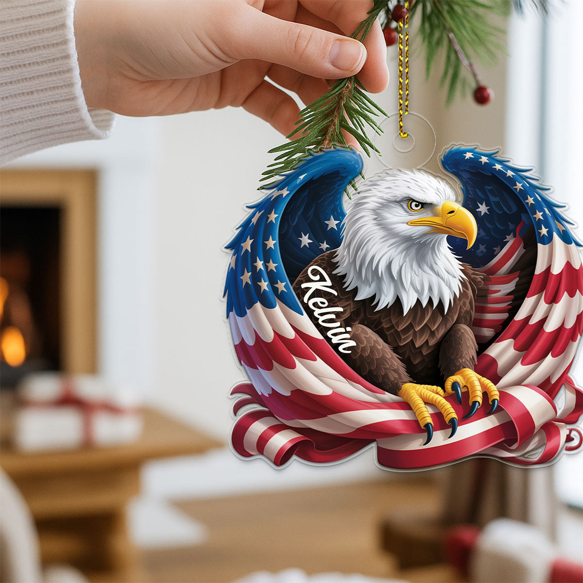 Custom Name Eagle American Flag For Patriot