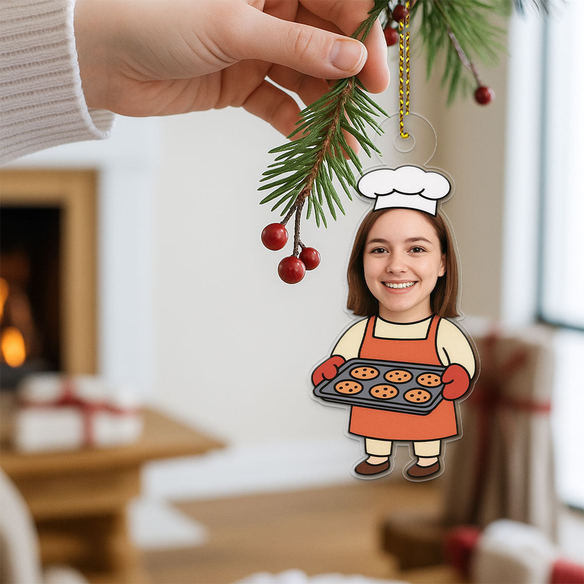 Custom Photo Baker Ornament, Personalized Christmas Ornament, Gift for Baker or Chef, Holiday Kitchen Decoration, Unique Cooking Keepsake