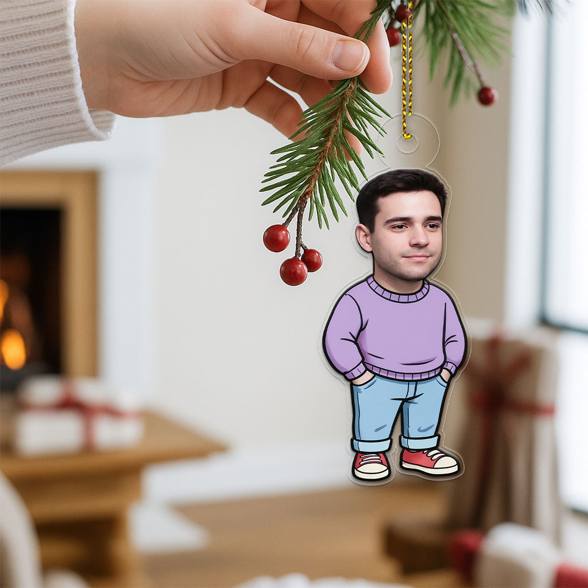 I'm Just A Chill Guy Ornament with Custom Photo, Funny Personalized Christmas Ornament, Holiday Humor Keepsake