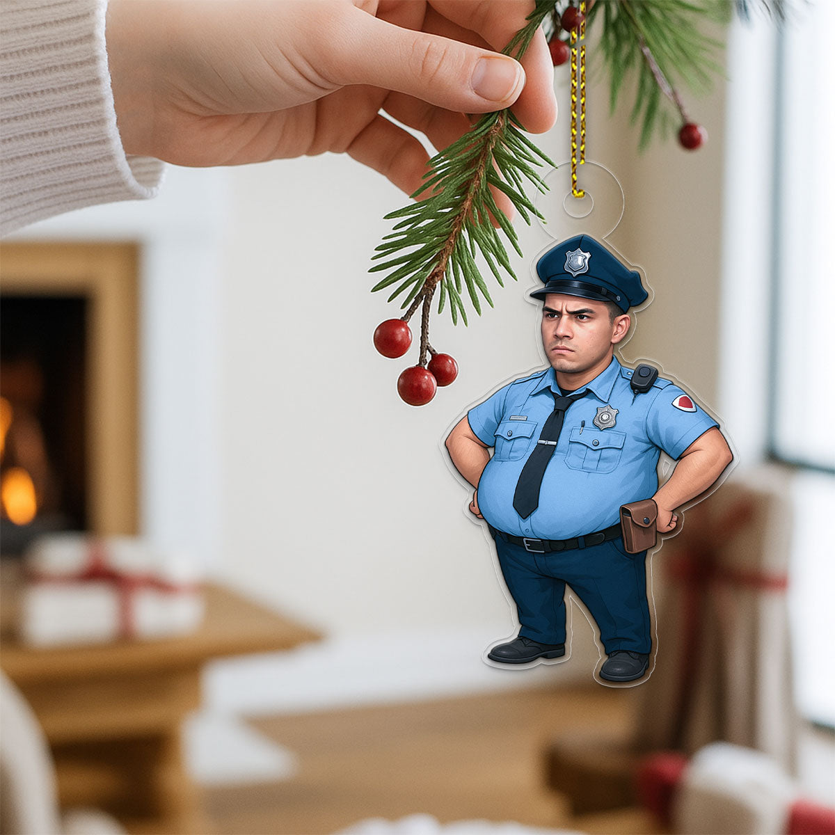 Custom Photo Funny Police Ornament, Personalized Cop Christmas Ornament, Gag Gift Holiday Decoration, Quirky Keepsake, Unique Xmas Ornament