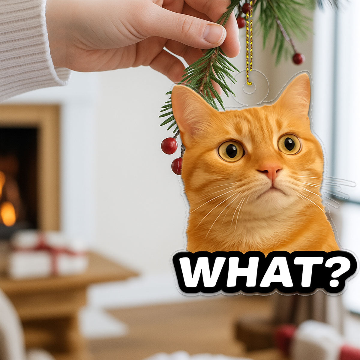 Custom Photo Funny Pet Ornament, Personalized Dog Cat Christmas Ornament, Pet Lover Holiday Decoration, Unique Animal Keepsake, Gag Gift
