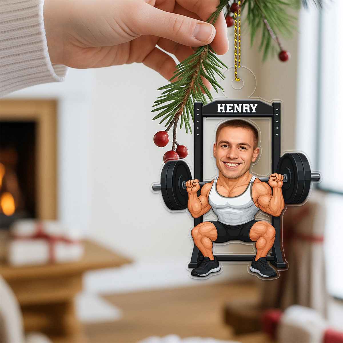 Custom Photo Gymer Ornament, Personalized Workout Christmas Ornament, Fitness Lover Gift, Holiday Gym Decoration