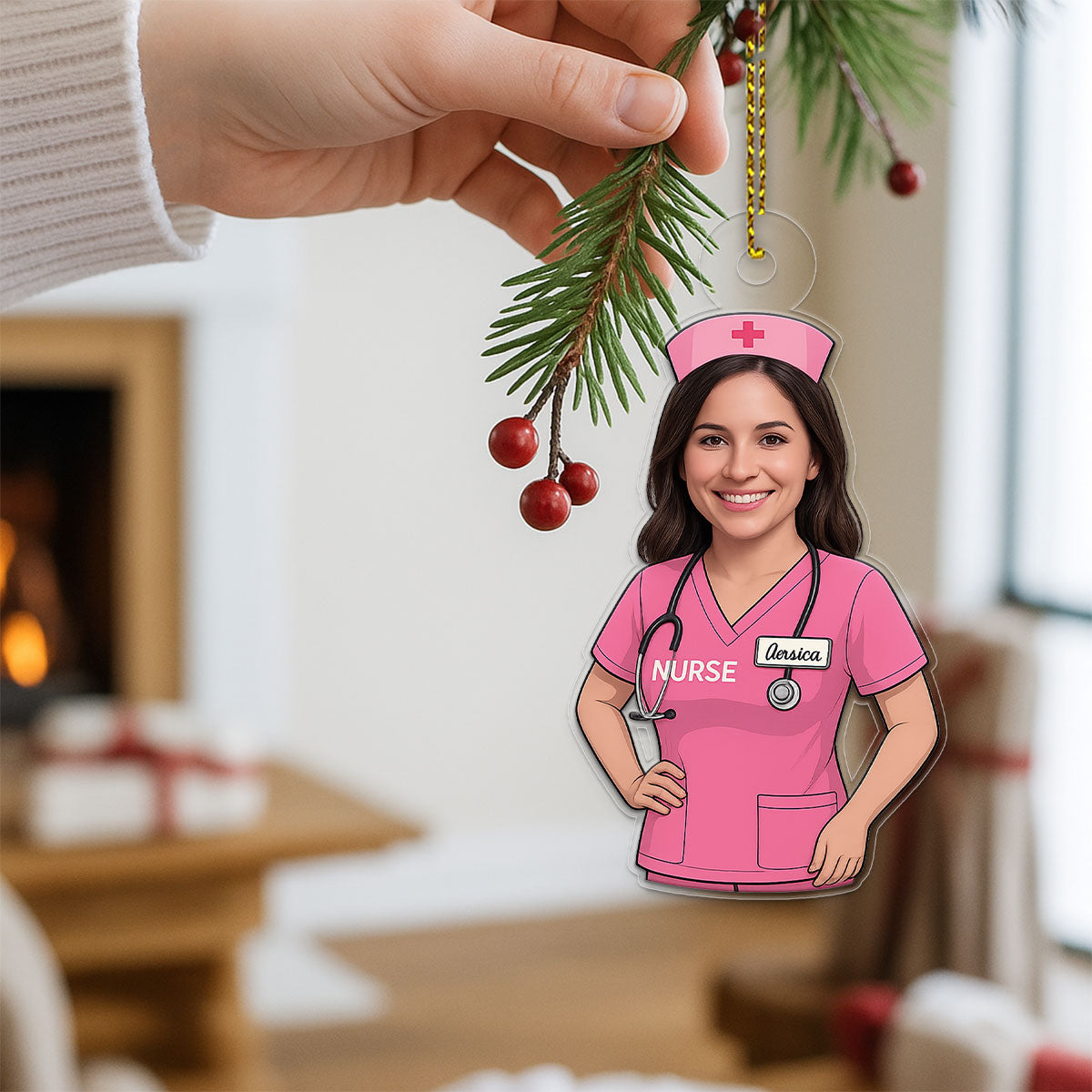 Custom Photo Nurse Ornament, Personalized Christmas Ornament, Medical Professional Holiday Decoration, Nursing Student Gift, Unique Keepsake
