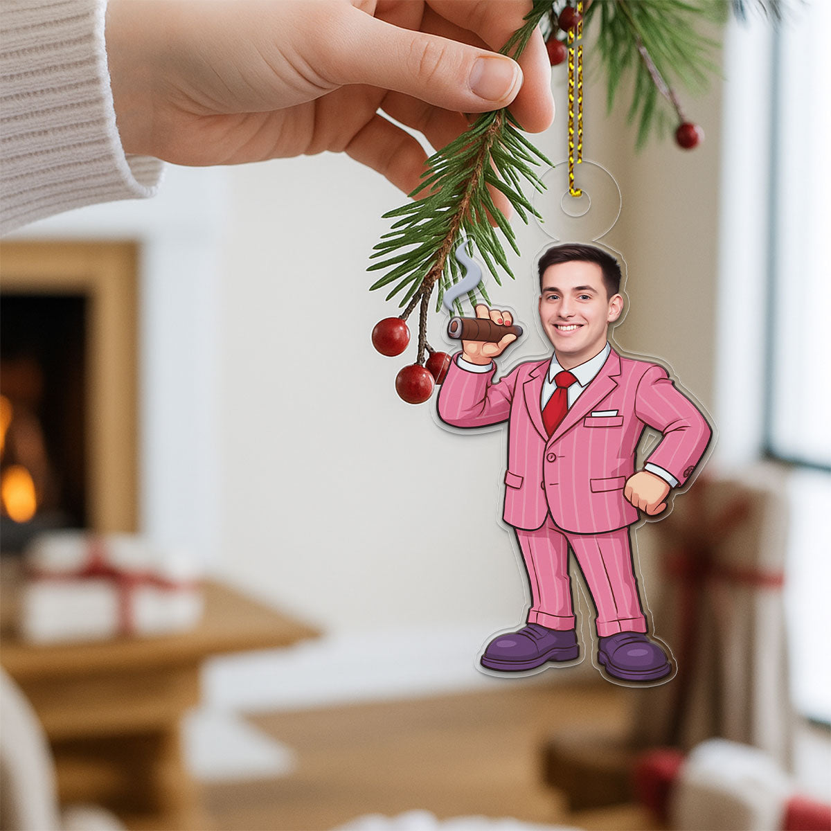 Custom Photo Rich Men Ornament, Personalized Funny Christmas Ornament, Adult Humor Gag Gift, Quirky Holiday Decoration, Unique Xmas Keepsake