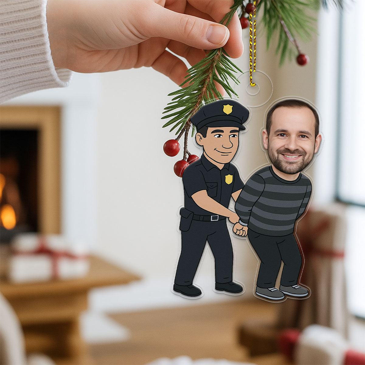 Personalized Thief Ornament with Custom Photo, Funny Christmas Decoration, Adult Humor Gag Gift, Unique Xmas Ornament