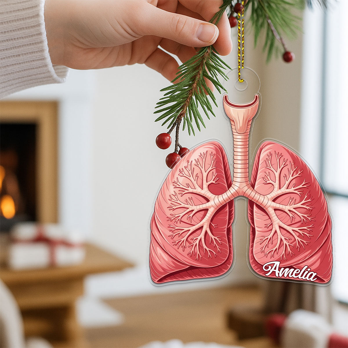 Personalized Human Lungs Ornament, Custom Medical Christmas Ornament, Lungs Gift, Respiratory Therapist Holiday Decoration, Unique Keepsake