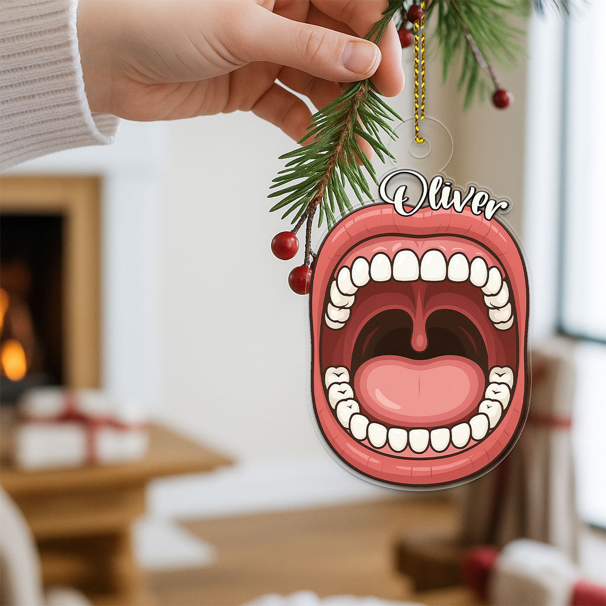 Personalized Mouth Ornament, Custom Anatomy Christmas Ornament, Dentist Dental Student Gift, Medical Holiday Decoration, Unique Keepsake
