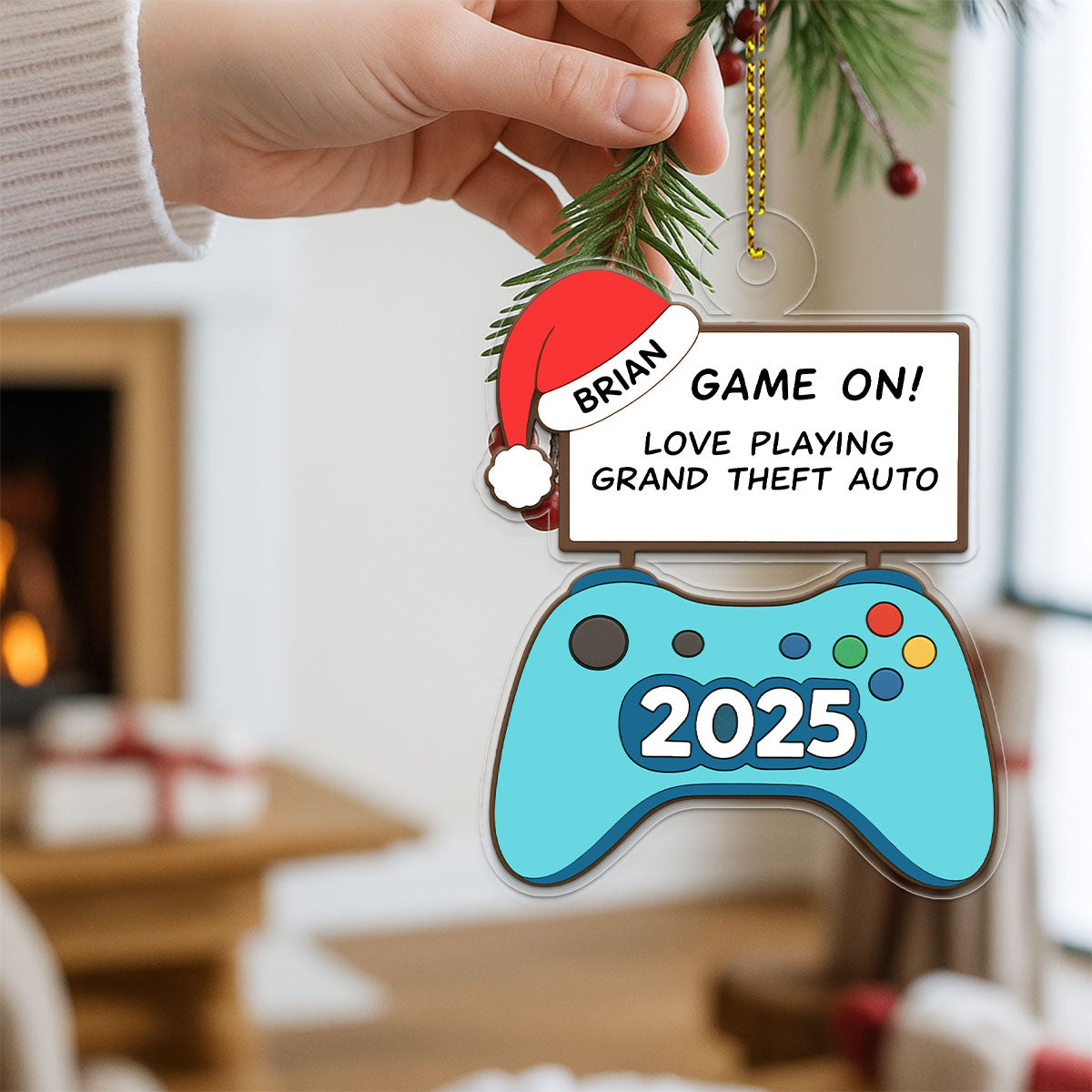 Personalized Playing Game Ornament, Custom Gamer Christmas Ornament, Funny Video Game Ornament, Gaming Couple Gift, Holiday Decor Keepsake