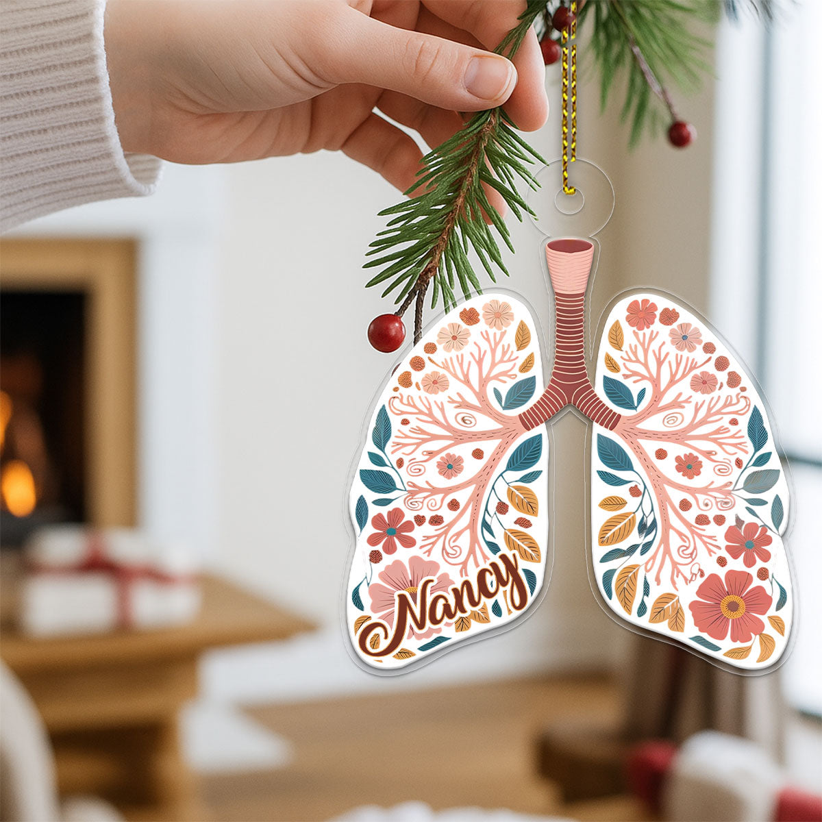 Personalized Respiratory Therapy Lungs Christmas Ornament, Custom Medical Ornament, Respiratory Therapist Gift, Anatomy Holiday Decoration