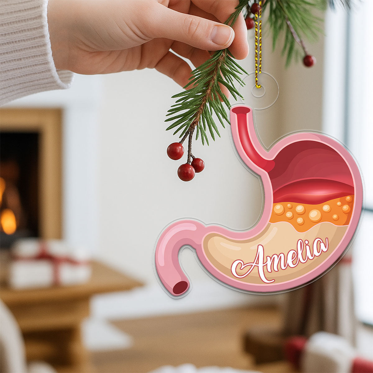Custom Stomach Ornament, Personalized Funny Anatomy Christmas Ornament, Quirky Holiday Gift, Medical Humor Decoration, Unique Xmas Keepsake