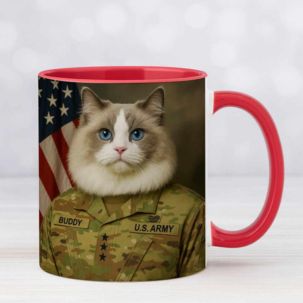 Custom Cat Photo Us Army Mug _ Gift For Cat Lovers