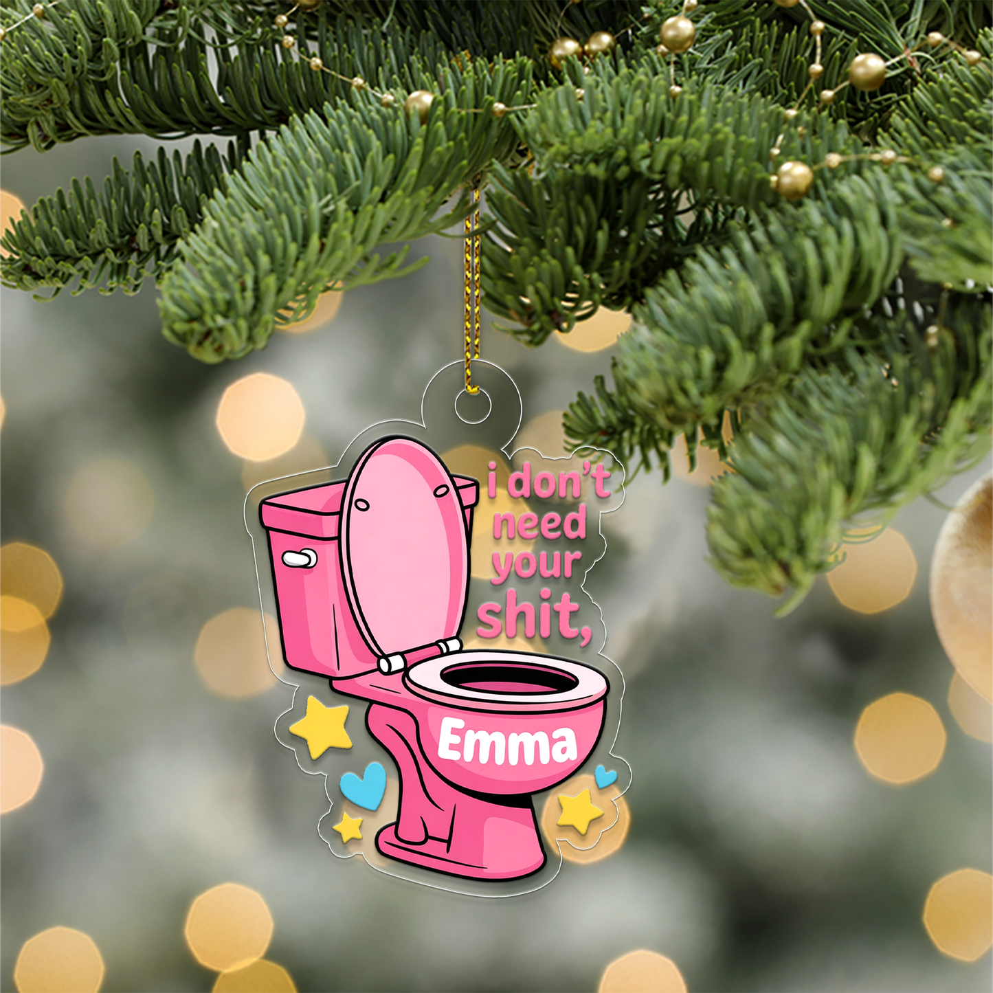 Personalized I Don't Need Ur Sh!t Arylic Ornament, Christmas Decor, Christmas Tree Decoration, Funny Ornament, Adult Ornament