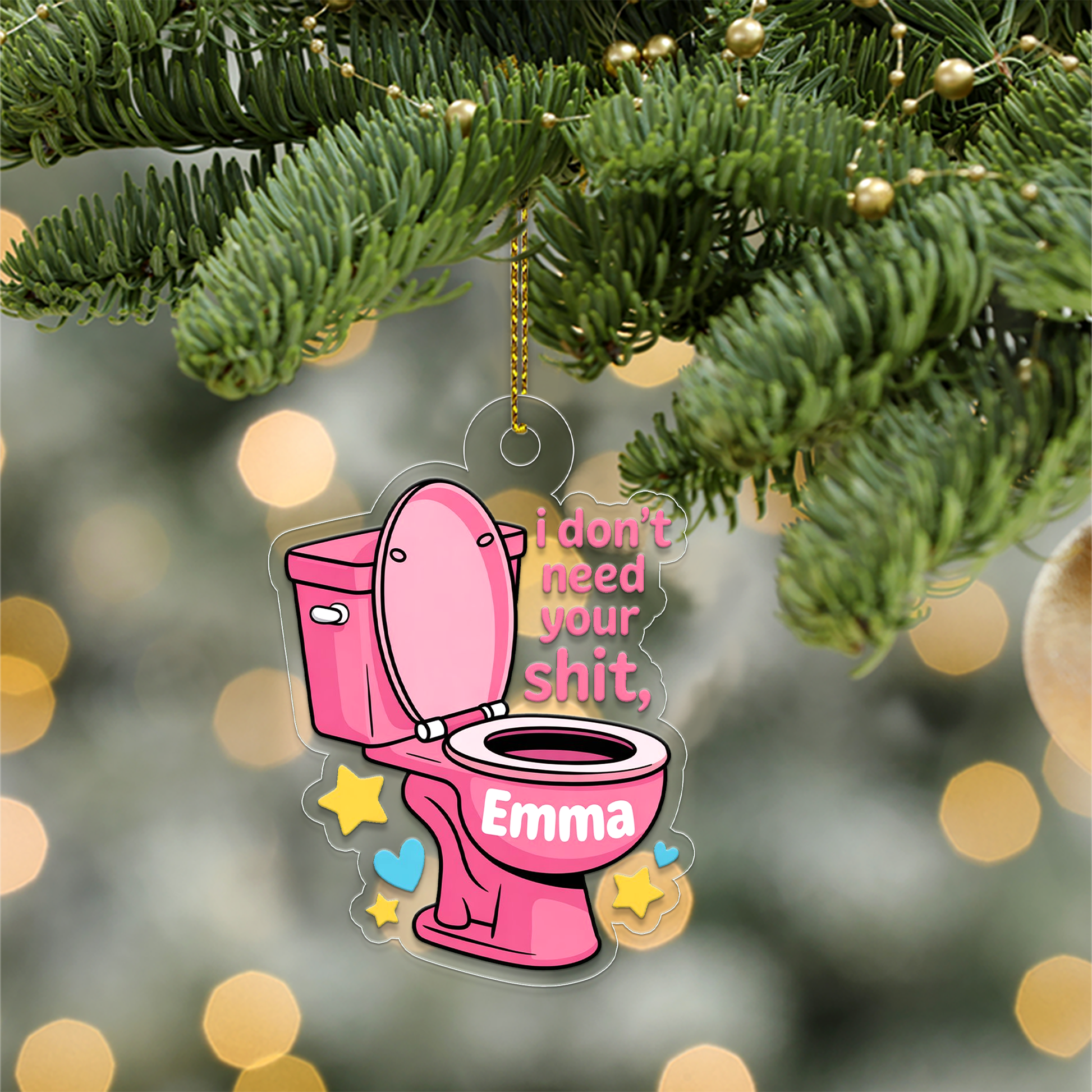 Personalized I Don't Need Ur Sh!t Arylic Ornament, Christmas Decor, Christmas Tree Decoration, Funny Ornament, Adult Ornament