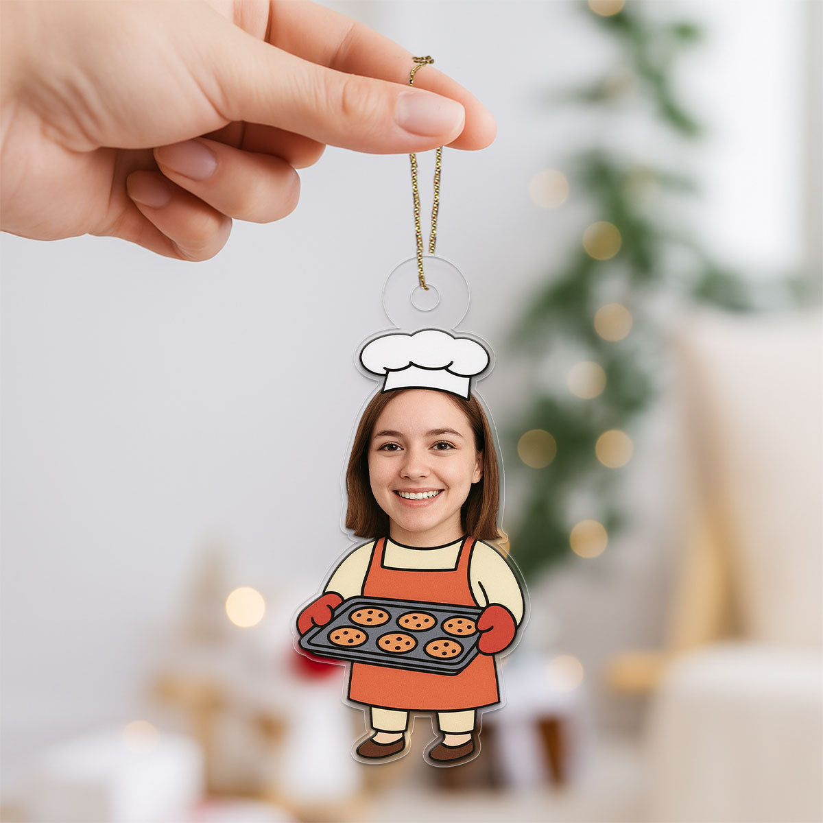 Custom Photo Baker Ornament, Personalized Christmas Ornament, Gift for Baker or Chef, Holiday Kitchen Decoration, Unique Cooking Keepsake