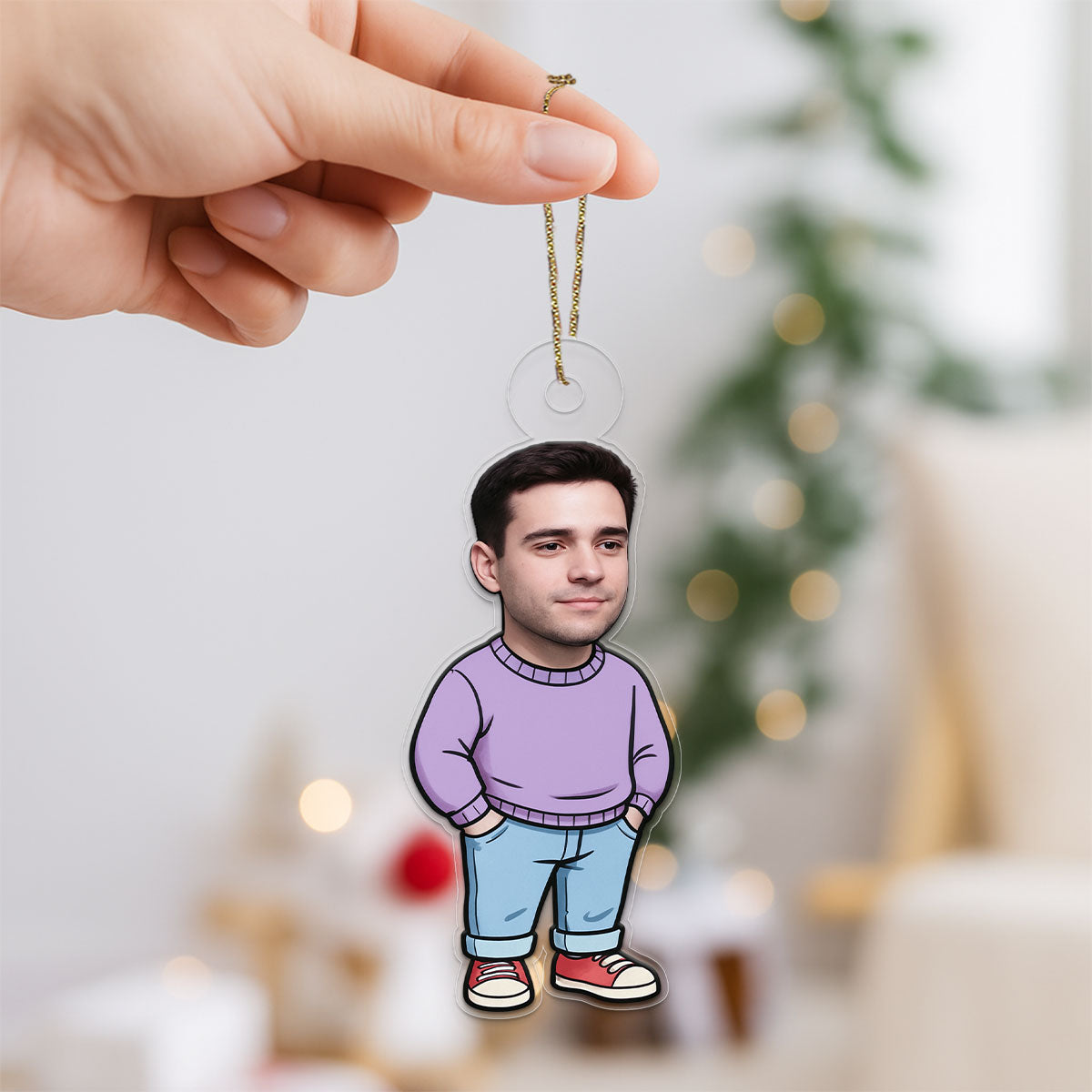 I'm Just A Chill Guy Ornament with Custom Photo, Funny Personalized Christmas Ornament, Holiday Humor Keepsake