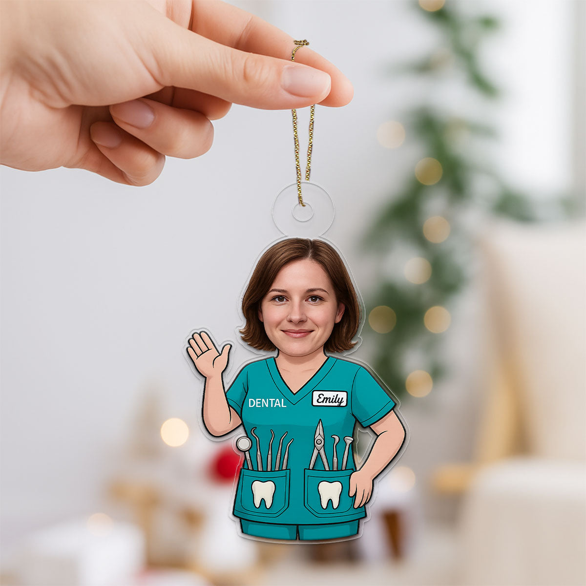 Custom Photo Dentist Ornament, Personalized Christmas Ornament, Dental Gift, Tooth Doctor Holiday Decoration, Unique Medical Keepsake