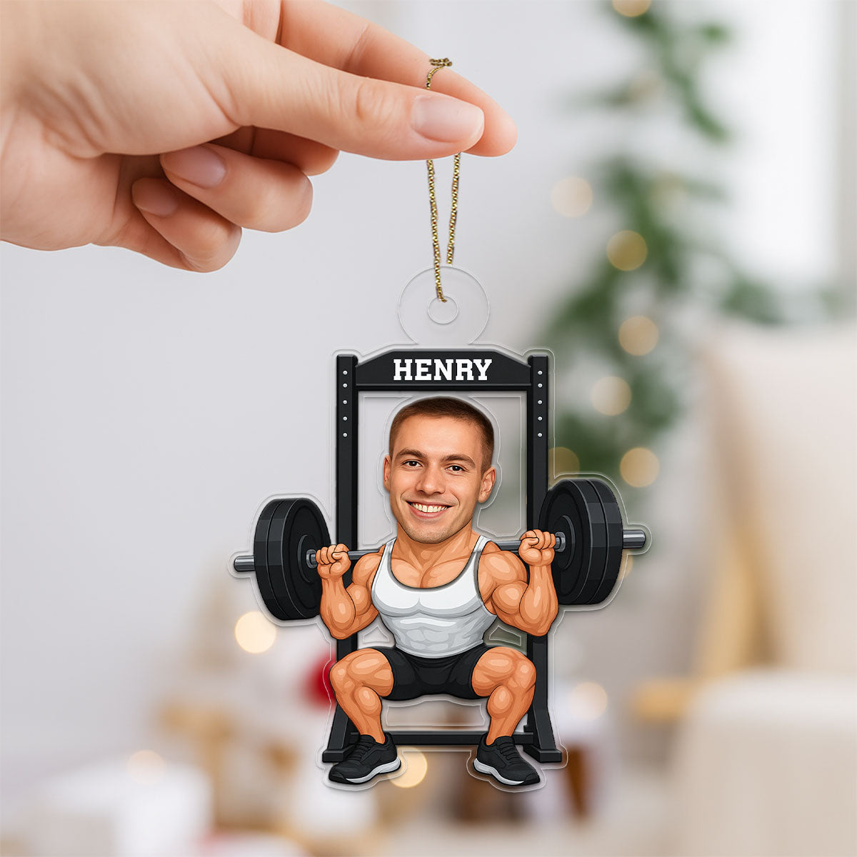 Custom Photo Gymer Ornament, Personalized Workout Christmas Ornament, Fitness Lover Gift, Holiday Gym Decoration