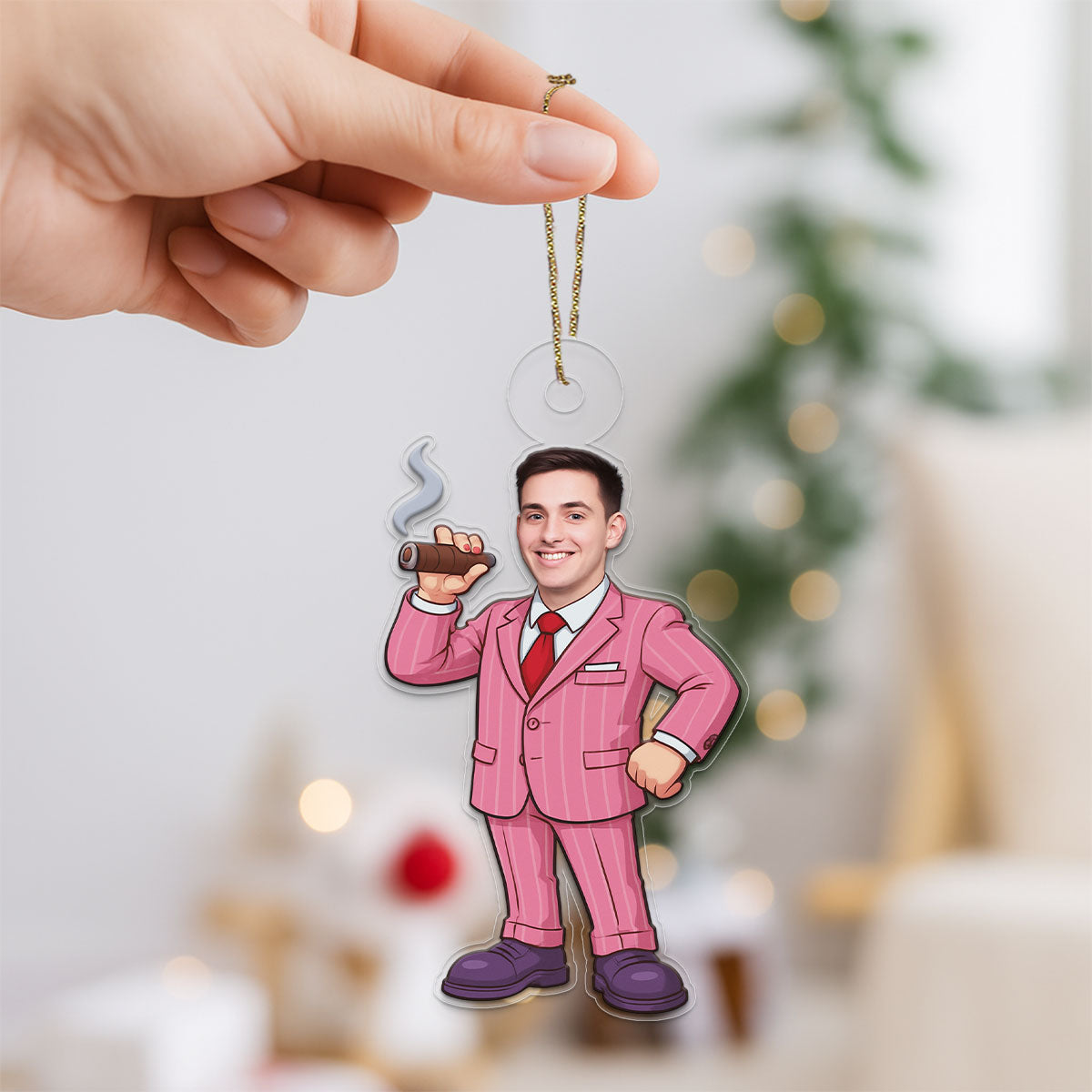 Custom Photo Rich Men Ornament, Personalized Funny Christmas Ornament, Adult Humor Gag Gift, Quirky Holiday Decoration, Unique Xmas Keepsake