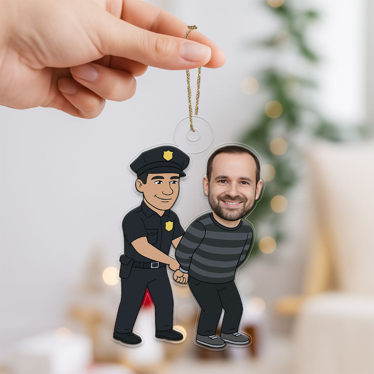 Personalized Thief Ornament with Custom Photo, Funny Christmas Decoration, Adult Humor Gag Gift, Unique Xmas Ornament