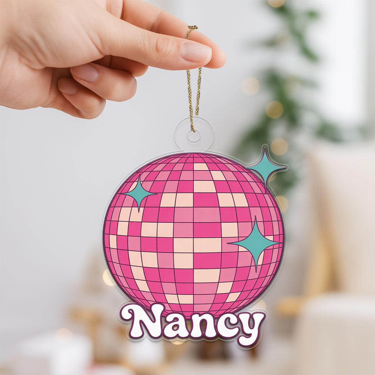Personalized Pink Disco Ball Ornament, Custom Retro Christmas Ornament, Party Lover Gift, Funky Holiday Decoration, Unique Keepsake