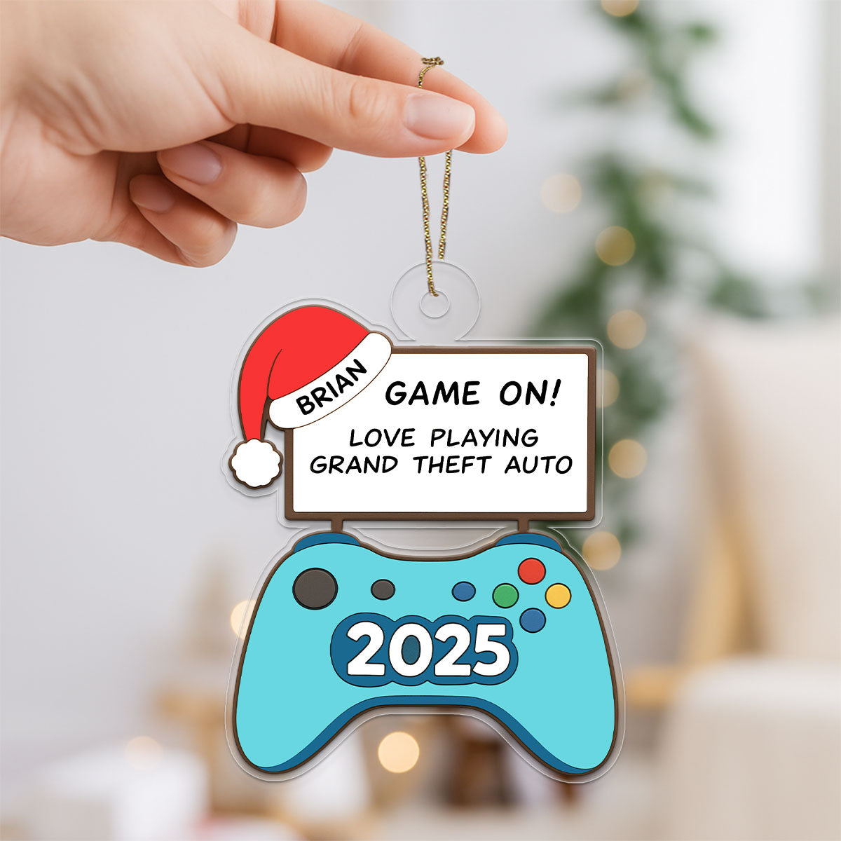 Personalized Playing Game Ornament, Custom Gamer Christmas Ornament, Funny Video Game Ornament, Gaming Couple Gift, Holiday Decor Keepsake