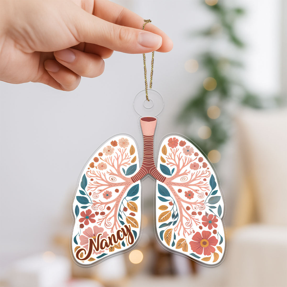 Personalized Respiratory Therapy Lungs Christmas Ornament, Custom Medical Ornament, Respiratory Therapist Gift, Anatomy Holiday Decoration