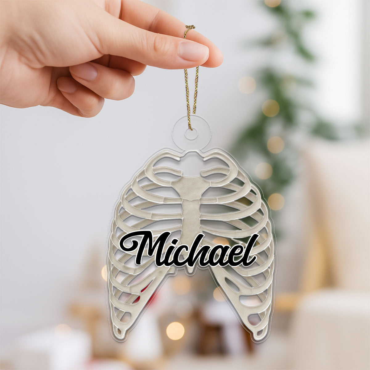 Personalized Ribcage Ornament, Custom Anatomy Christmas Ornament, Medical Student Gift, Doctor Nurse Holiday Decoration, Unique Keepsake