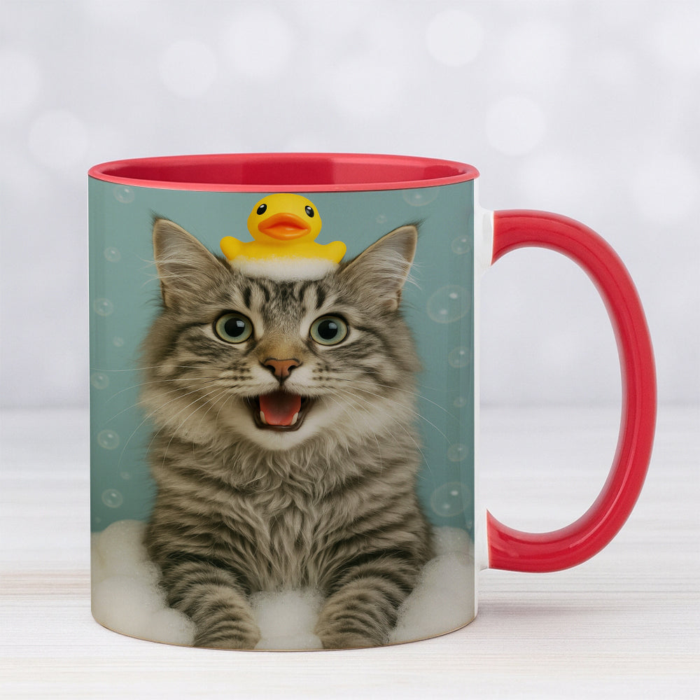 Custom Photo Cat In Bathtub With Duck Toy Mug