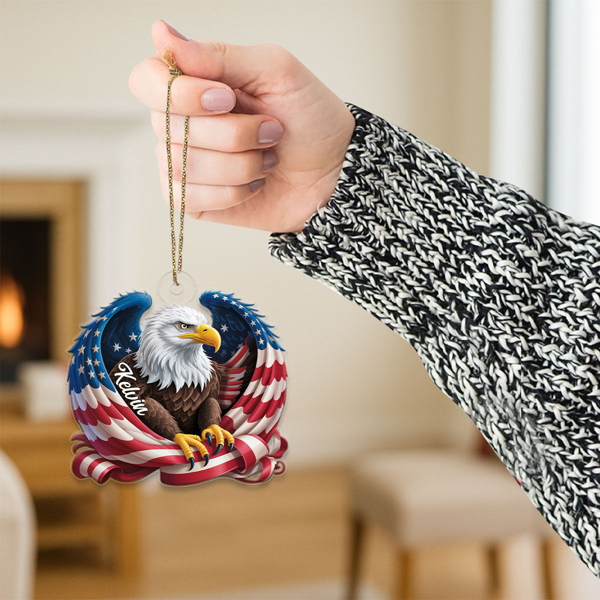 Custom Name Eagle American Flag For Patriot