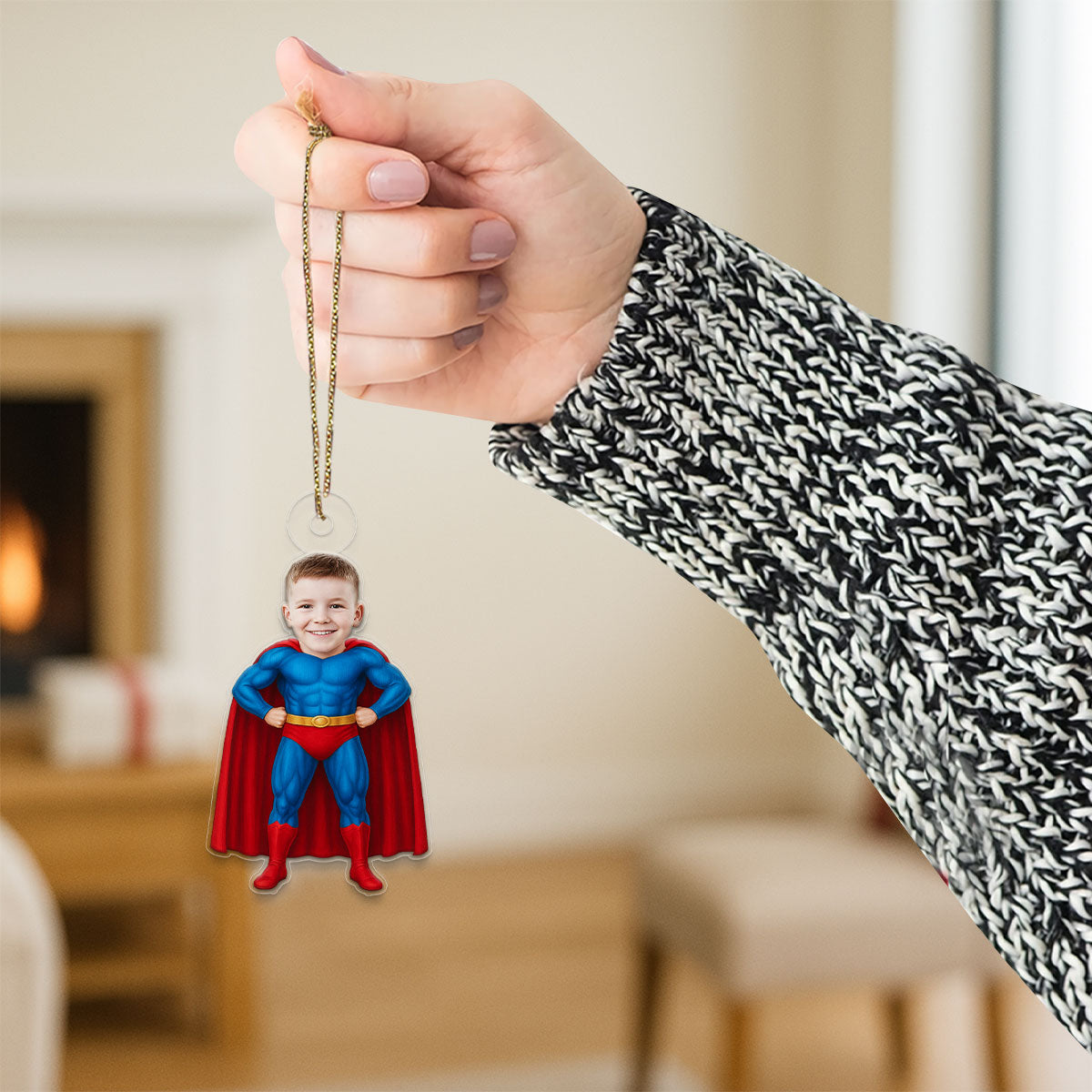 Custom Photo Baby Boy Superman Ornament, Personalized Superhero Christmas Ornament, Baby’s First Christmas Gift