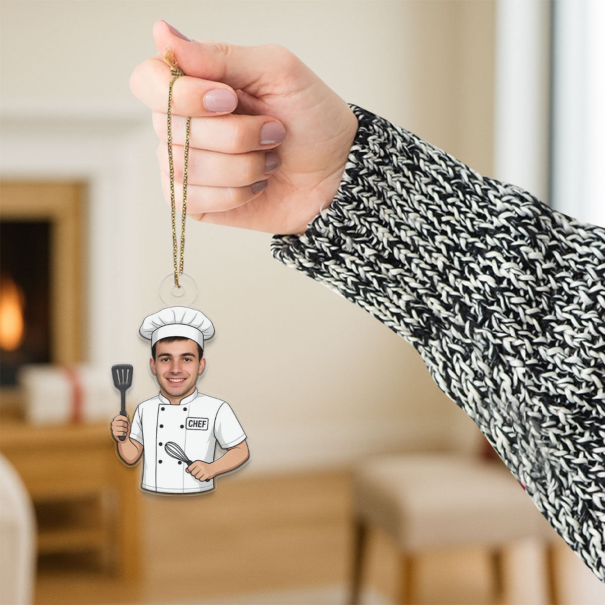 Custom Photo Chef Ornament, Personalized Christmas Ornament, Cooking Lover Gift, Holiday Kitchen Decoration, Unique Culinary Keepsake