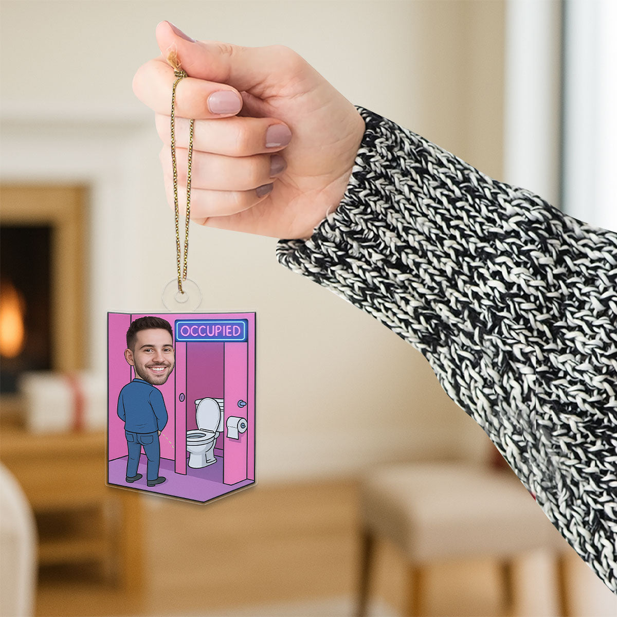 Personalized Toilet Ornament with Custom Photo, Funny Man in Toilet Christmas Decoration, Adult Humor Gag Gift, Quirky Holiday Keepsake