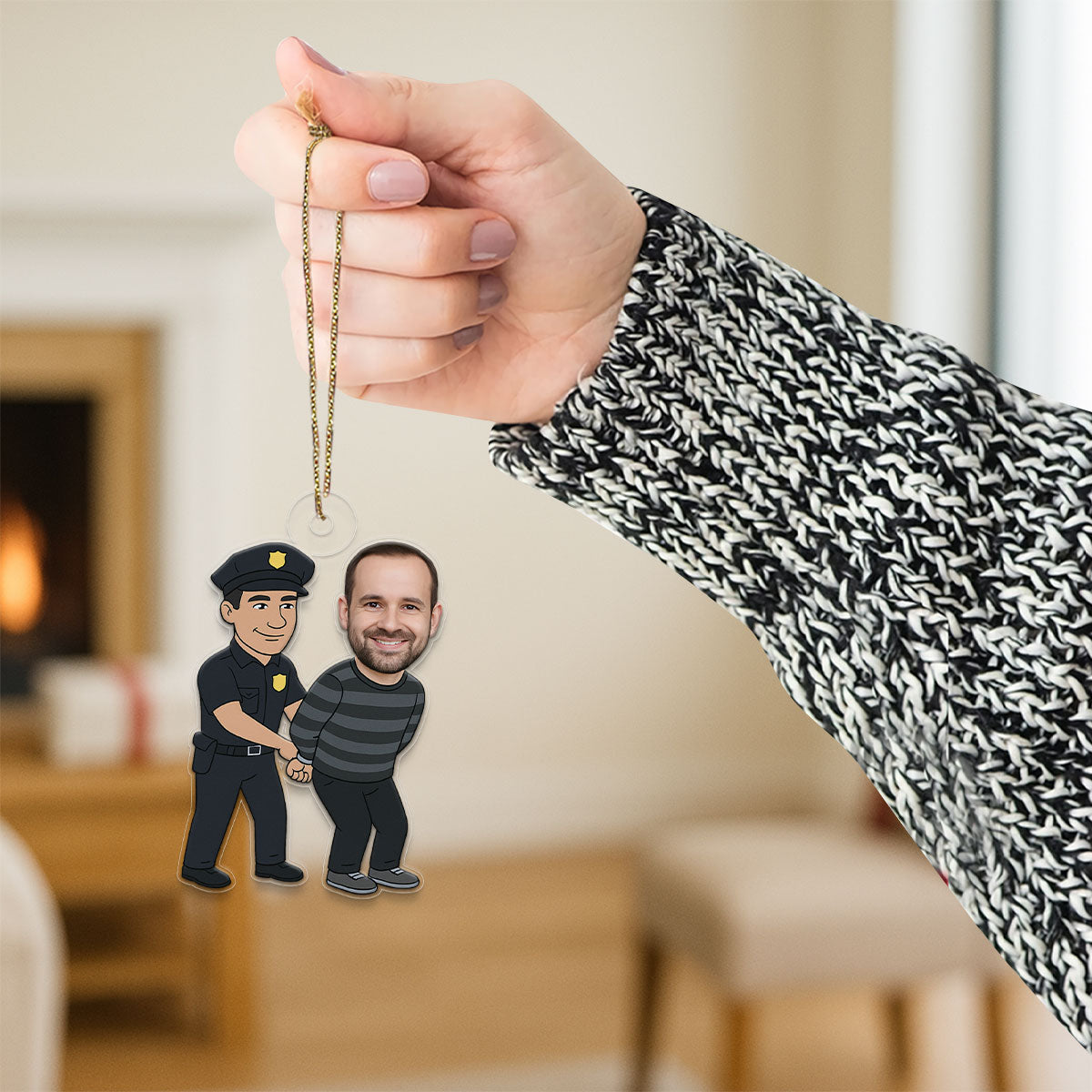 Personalized Thief Ornament with Custom Photo, Funny Christmas Decoration, Adult Humor Gag Gift, Unique Xmas Ornament