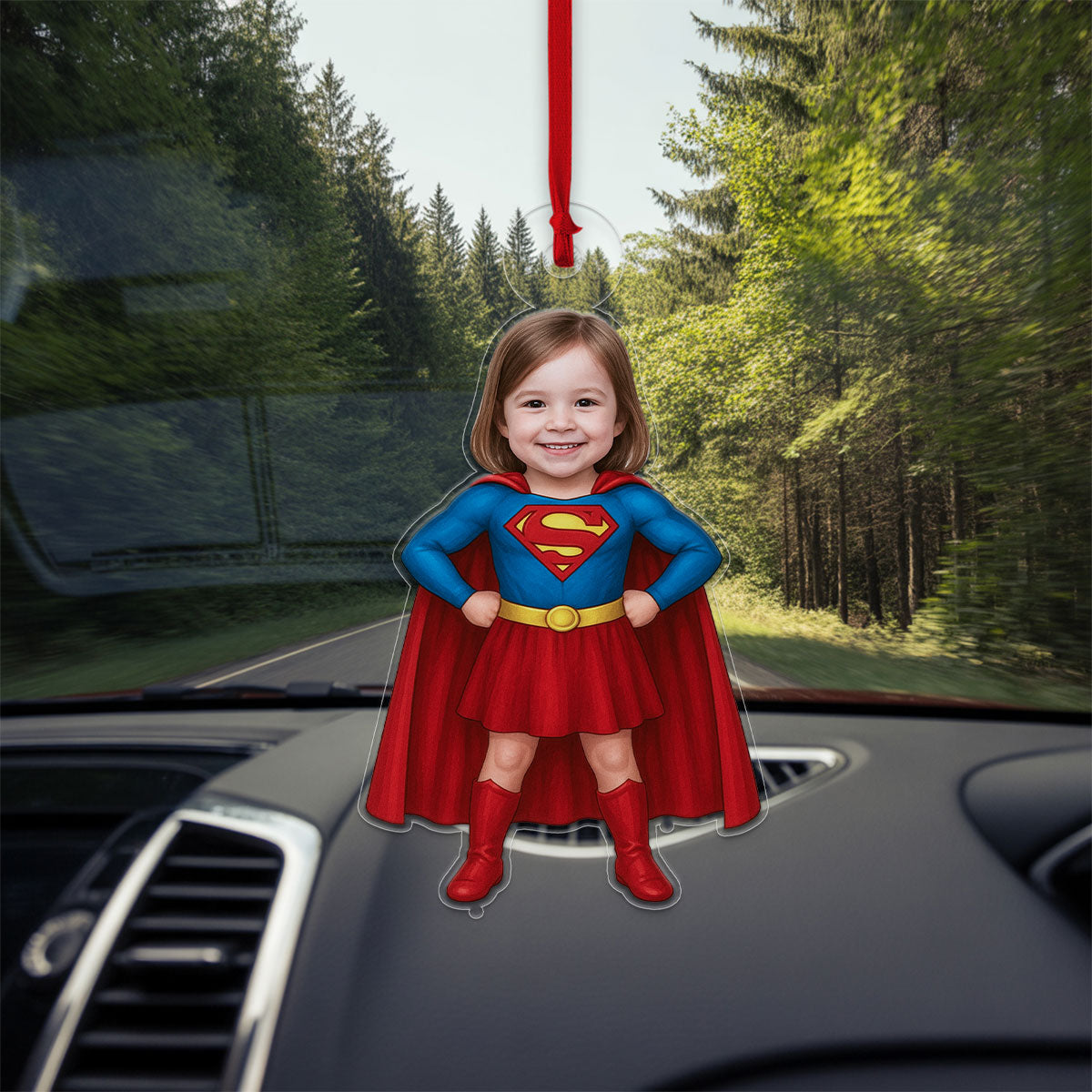 Custom Photo Baby Girl Superman Ornament, Personalized Superhero Christmas Ornament, Baby’s First Christmas Gift