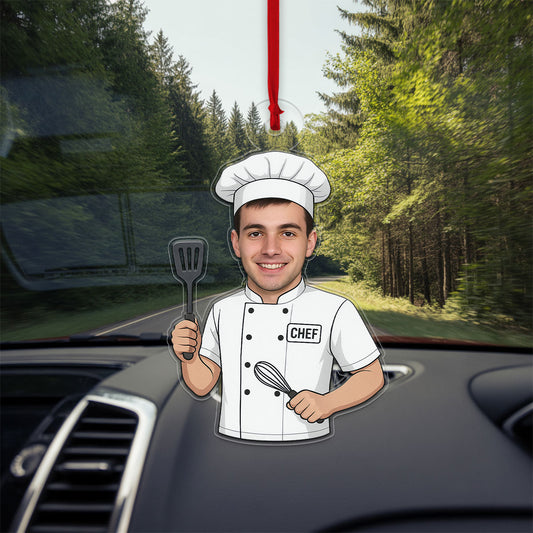 Custom Photo Chef Ornament, Personalized Christmas Ornament, Cooking Lover Gift, Holiday Kitchen Decoration, Unique Culinary Keepsake