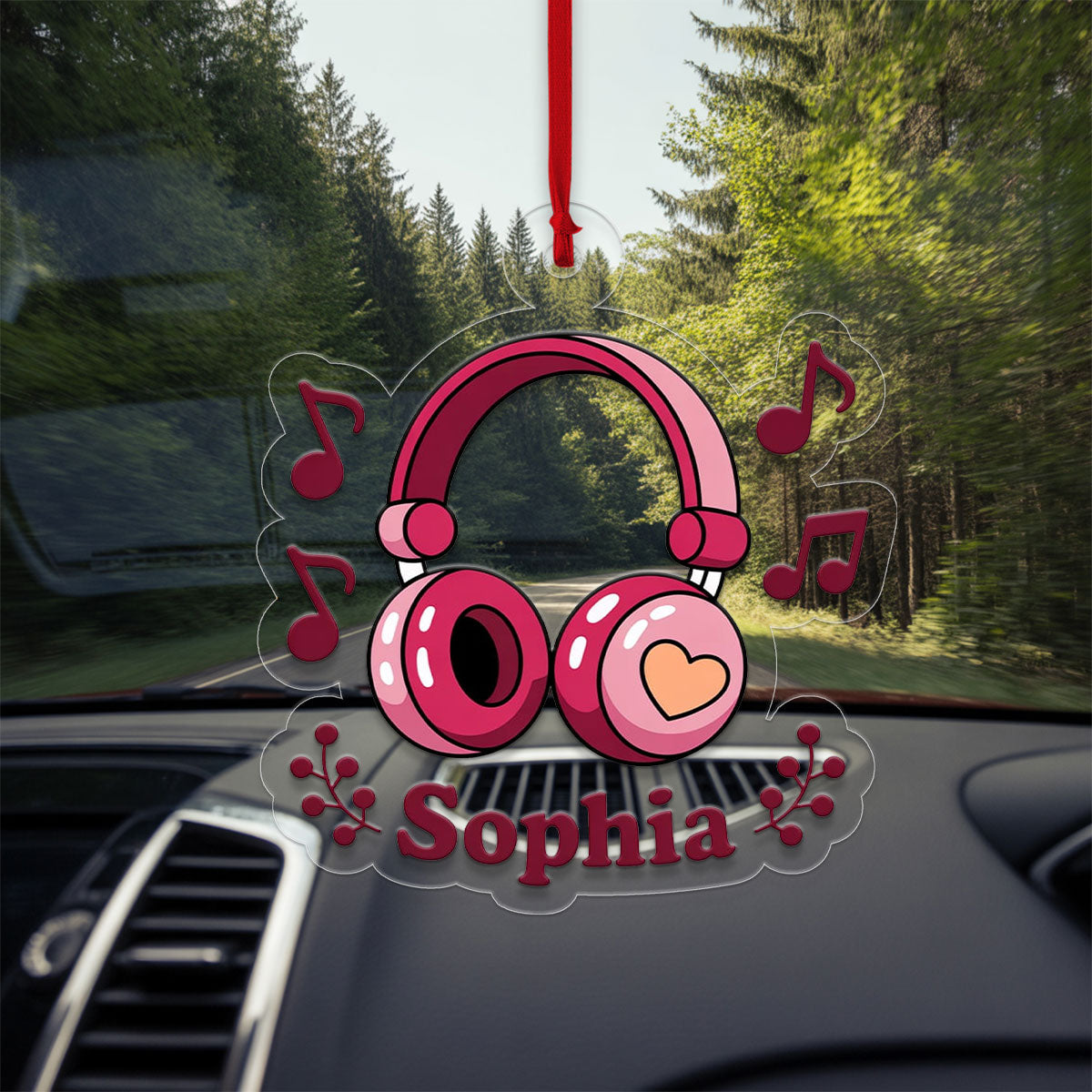 Personalized Pink Headphones Ornament, Custom Gift for Music Lovers, Unique Christmas Ornament, Custom Holiday Gift, Funny Music Decor