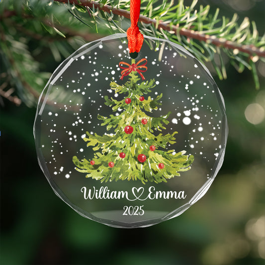 Custom Name Engaged Couple Xmas Tree