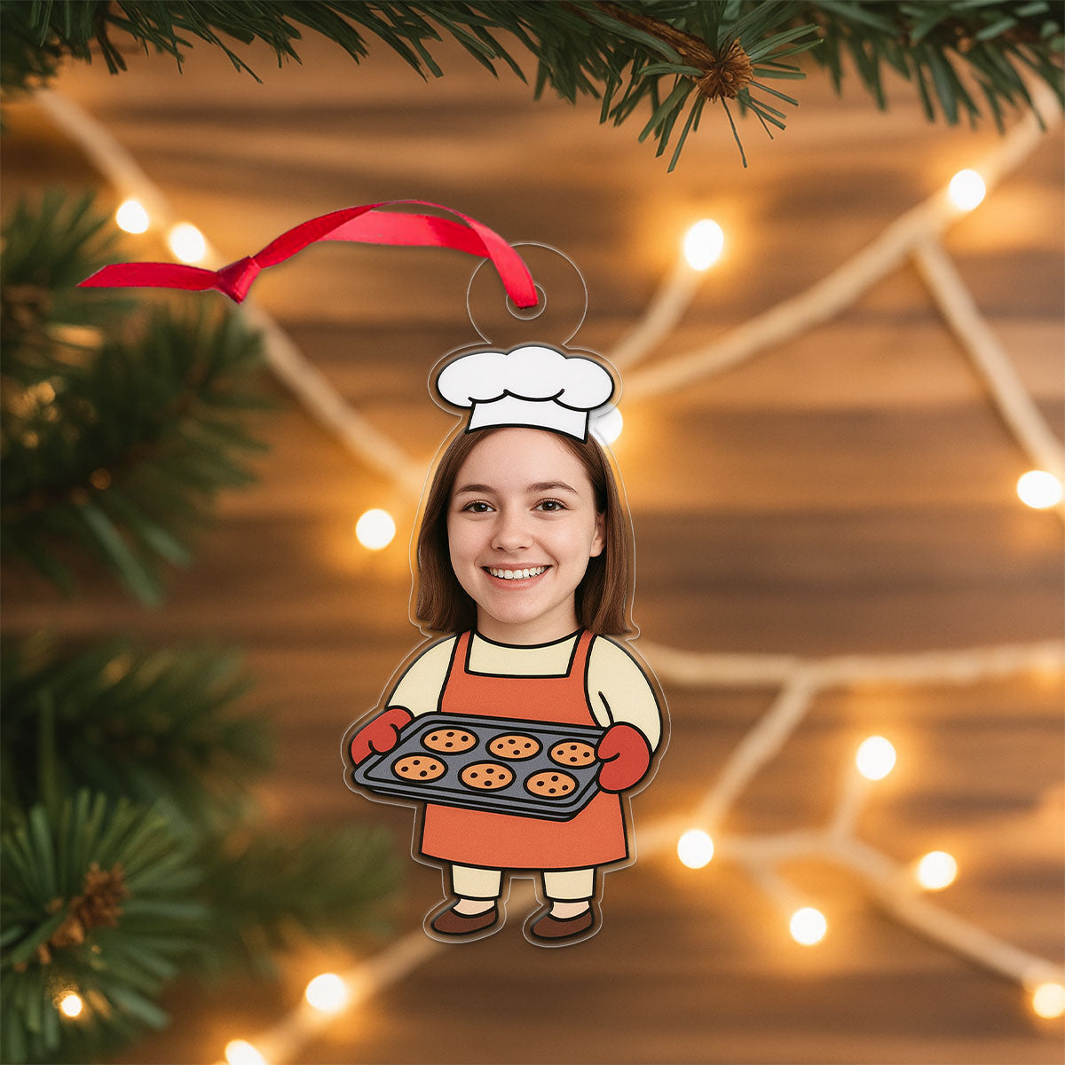Custom Photo Baker Ornament, Personalized Christmas Ornament, Gift for Baker or Chef, Holiday Kitchen Decoration, Unique Cooking Keepsake