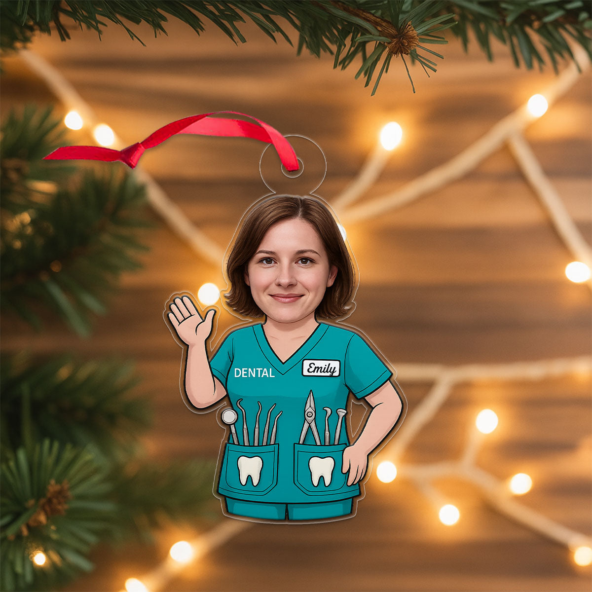 Custom Photo Dentist Ornament, Personalized Christmas Ornament, Dental Gift, Tooth Doctor Holiday Decoration, Unique Medical Keepsake