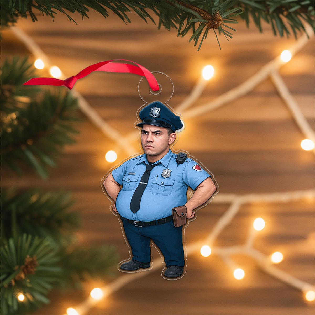 Custom Photo Funny Police Ornament, Personalized Cop Christmas Ornament, Gag Gift Holiday Decoration, Quirky Keepsake, Unique Xmas Ornament