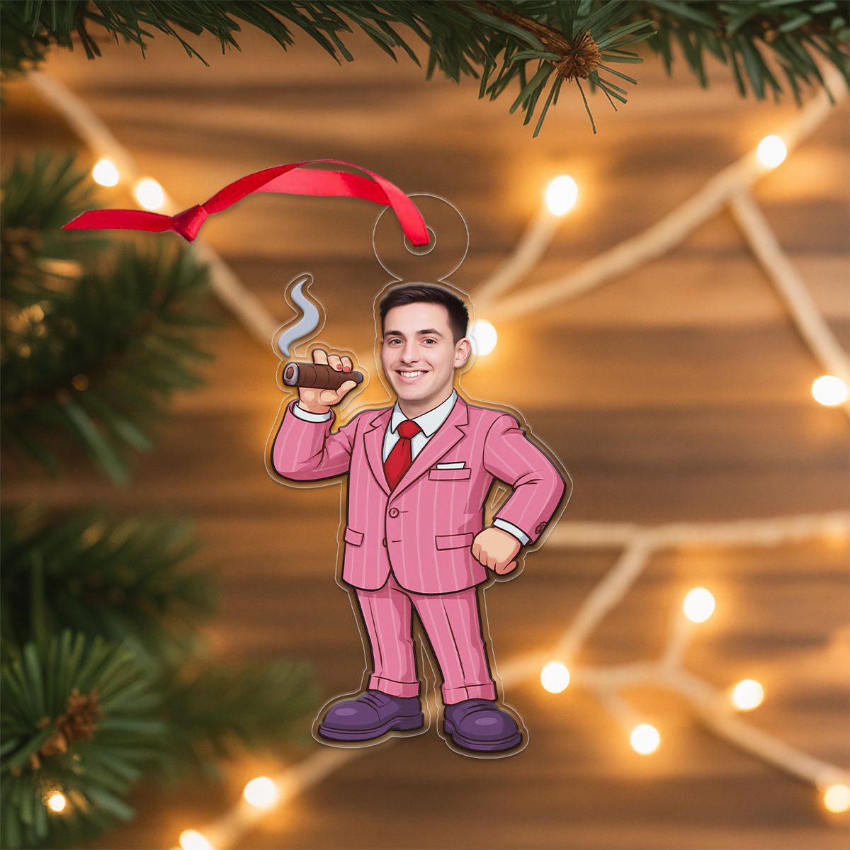 Custom Photo Rich Men Ornament, Personalized Funny Christmas Ornament, Adult Humor Gag Gift, Quirky Holiday Decoration, Unique Xmas Keepsake