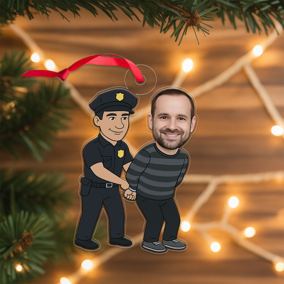 Personalized Thief Ornament with Custom Photo, Funny Christmas Decoration, Adult Humor Gag Gift, Unique Xmas Ornament