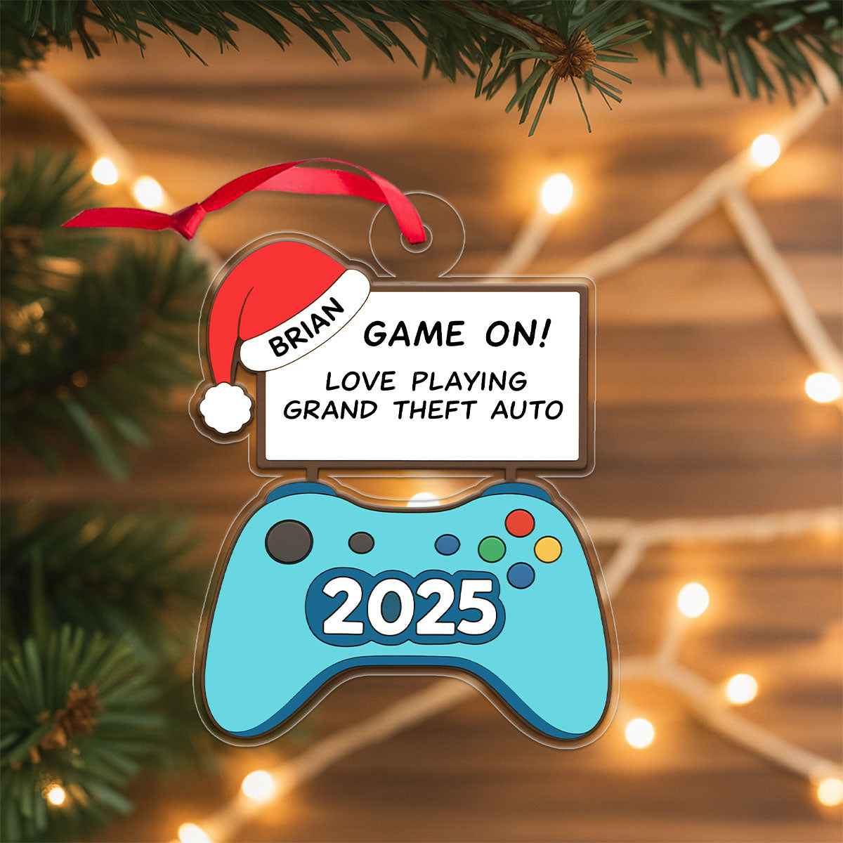 Personalized Playing Game Ornament, Custom Gamer Christmas Ornament, Funny Video Game Ornament, Gaming Couple Gift, Holiday Decor Keepsake